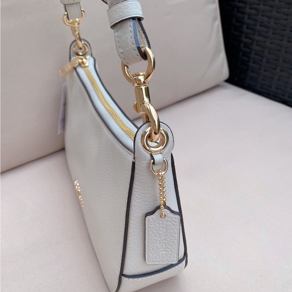 Coach Jes Baguette Leather Crossbody Gold/Chalk NWT $328 C7265 - Picture 9 of 11